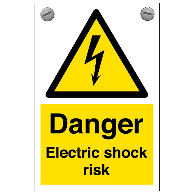 Electric Shock Warning Acrylic Sign Sheet A4 Size